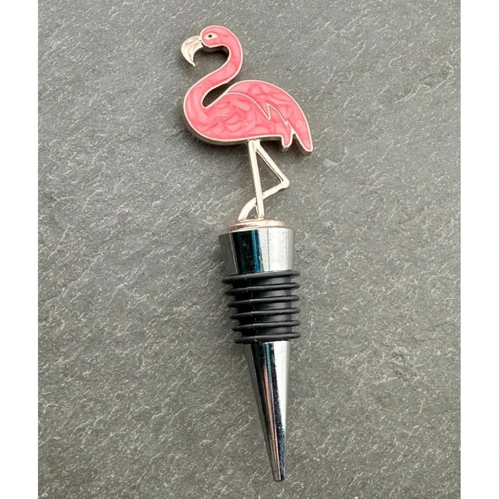 Pink Flamingo Bottle Cork Wine or Olive Oil Bottle Stopper NEW Stainless Steel